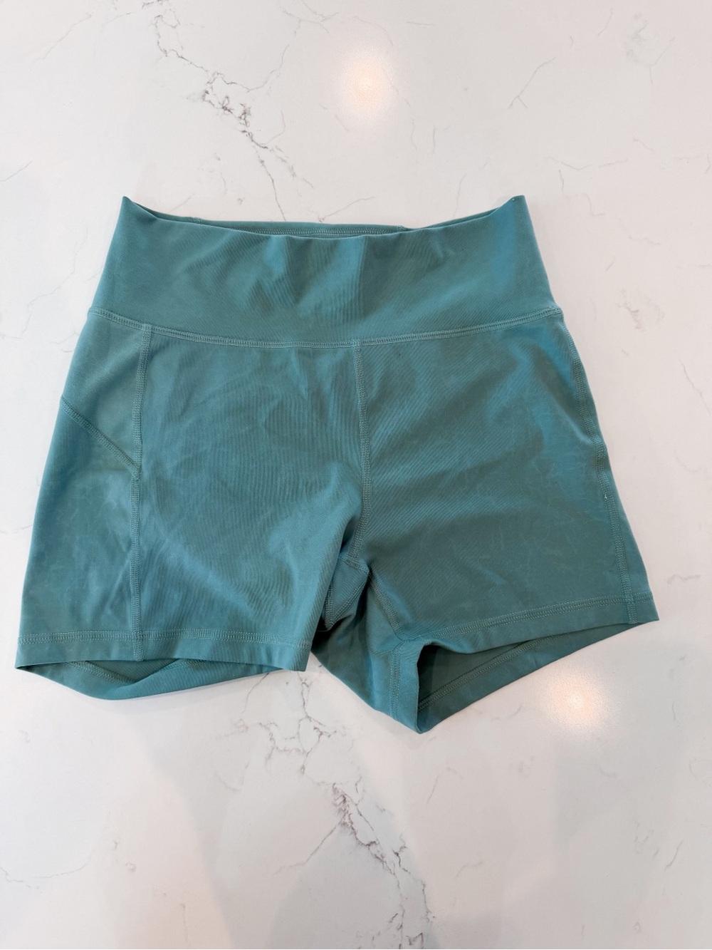 High-Rise Teal Bike Shorts for Women